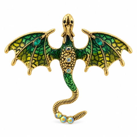 ZIELONY SMOK BROSZKA DRAGON FANTASY DO ŻAKIETU MARYNARKI PŁASZCZU