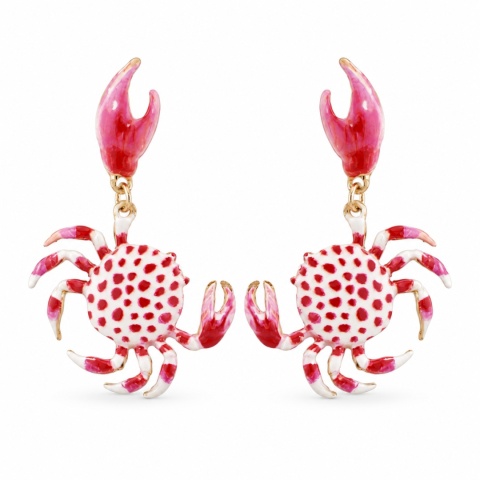 KOLCZYKI DUŻE KRAB KRABY CRAB MORZE SEA OCEAN WAKACJE ŚMIESZNE