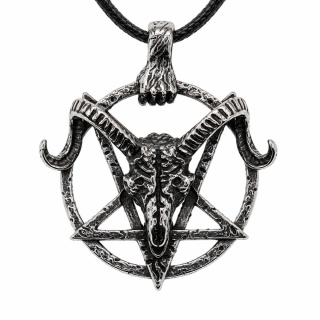 BAFOMET BAPHOMET ROGI KOZIOŁ PENTAGRAM NASZYJNIK RZEMYK STAL UNISEX GOTH