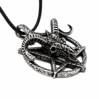 BAFOMET BAPHOMET ROGI KOZIOŁ PENTAGRAM NASZYJNIK RZEMYK STAL UNISEX GOTH