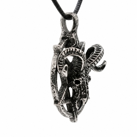 BAFOMET BAPHOMET ROGI KOZIOŁ PENTAGRAM NASZYJNIK RZEMYK STAL UNISEX GOTH