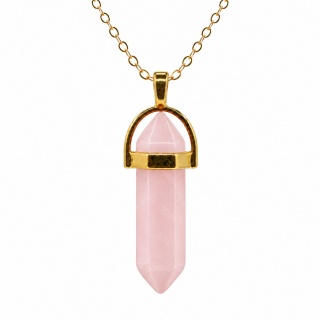 KWARC RÓŻOWY NASZYJNIK CELEBRYTKA KSIĘŻYC KAMIEŃ NATURALNY CHOKER PODWÓJNY