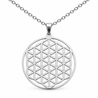 MANDALA KWIAT ŻYCIA NASZYJNIK JOGA BUDDYZM ENERGIA HARMONIA STAL