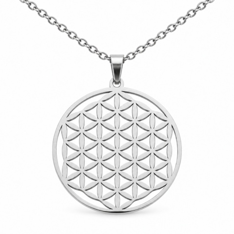 MANDALA KWIAT ŻYCIA NASZYJNIK JOGA BUDDYZM ENERGIA HARMONIA STAL