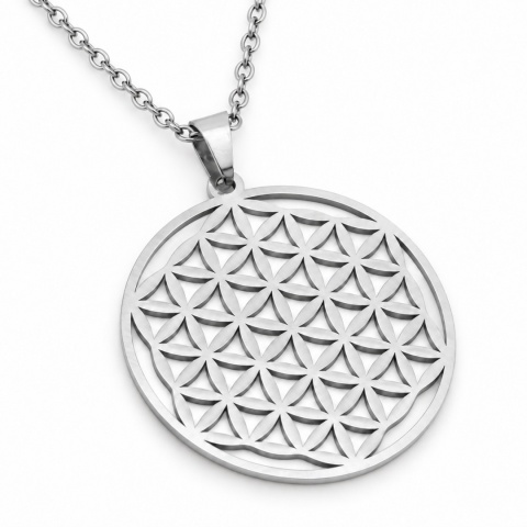 MANDALA KWIAT ŻYCIA NASZYJNIK JOGA BUDDYZM ENERGIA HARMONIA STAL