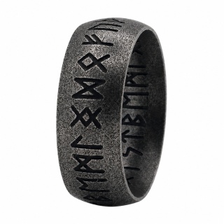 OBRĄCZKA ZE STALI RUNY FUTHARK WIKINGOWIE NORDYCKA SZEROKA TALIZMAN