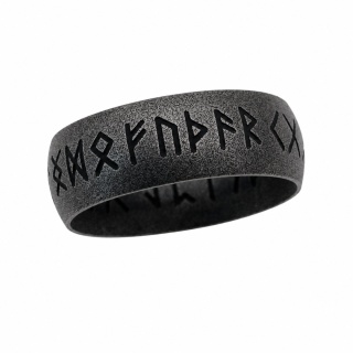 OBRĄCZKA ZE STALI RUNY FUTHARK WIKINGOWIE NORDYCKA SZEROKA TALIZMAN