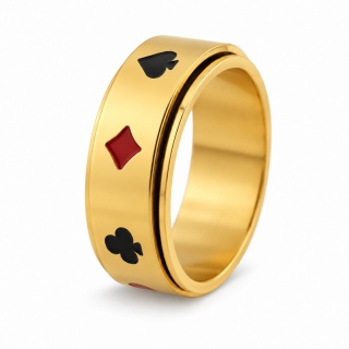 POKER KARTY KASYNO ZŁOTY PIERŚCIONEK ANXIETY RING STRES OBRACANY ADHD