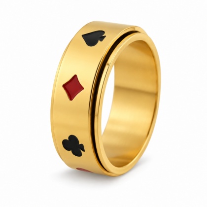 POKER KARTY KASYNO ZŁOTY PIERŚCIONEK ANXIETY RING STRES OBRACANY ADHD