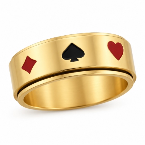 POKER KARTY KASYNO ZŁOTY PIERŚCIONEK ANXIETY RING STRES OBRACANY ADHD