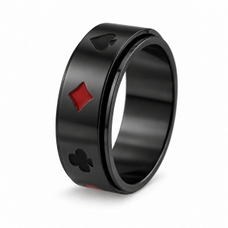 POKER KARTY KASYNO CZARNY PIERŚCIONEK ANXIETY RING STRES OBRACANY ADHD