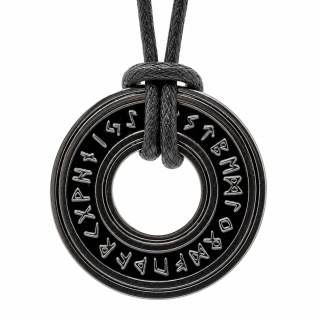 FUTHARK RUNY RUNES MEDALIK NASZYJNIK NORDYCKI WIKINGOWIE STAL