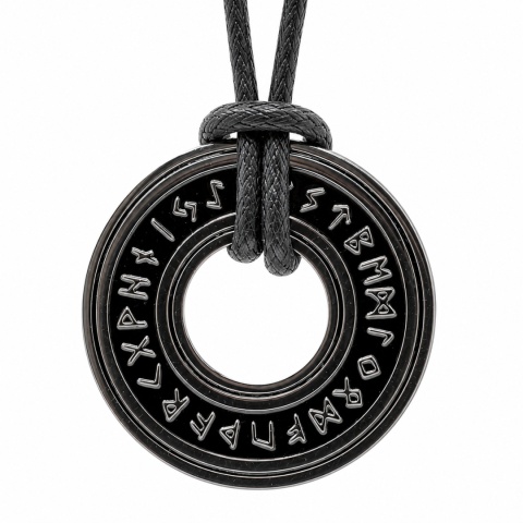 FUTHARK RUNY RUNES MEDALIK NASZYJNIK NORDYCKI WIKINGOWIE STAL