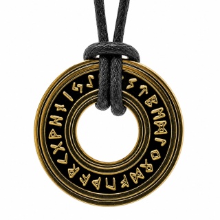 FUTHARK RUNY RUNES MEDALIK NASZYJNIK NORDYCKI WIKINGOWIE STAL