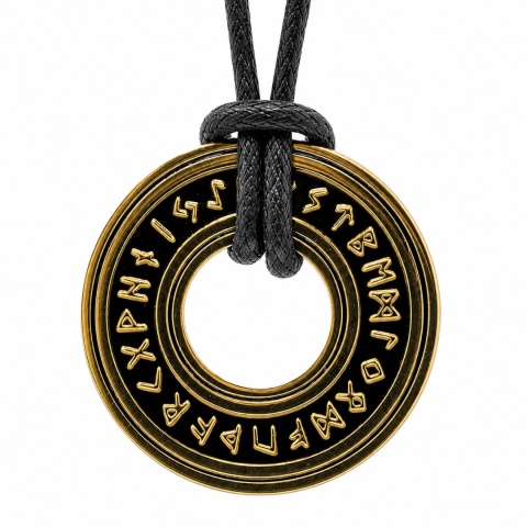 FUTHARK RUNY RUNES MEDALIK NASZYJNIK NORDYCKI WIKINGOWIE STAL